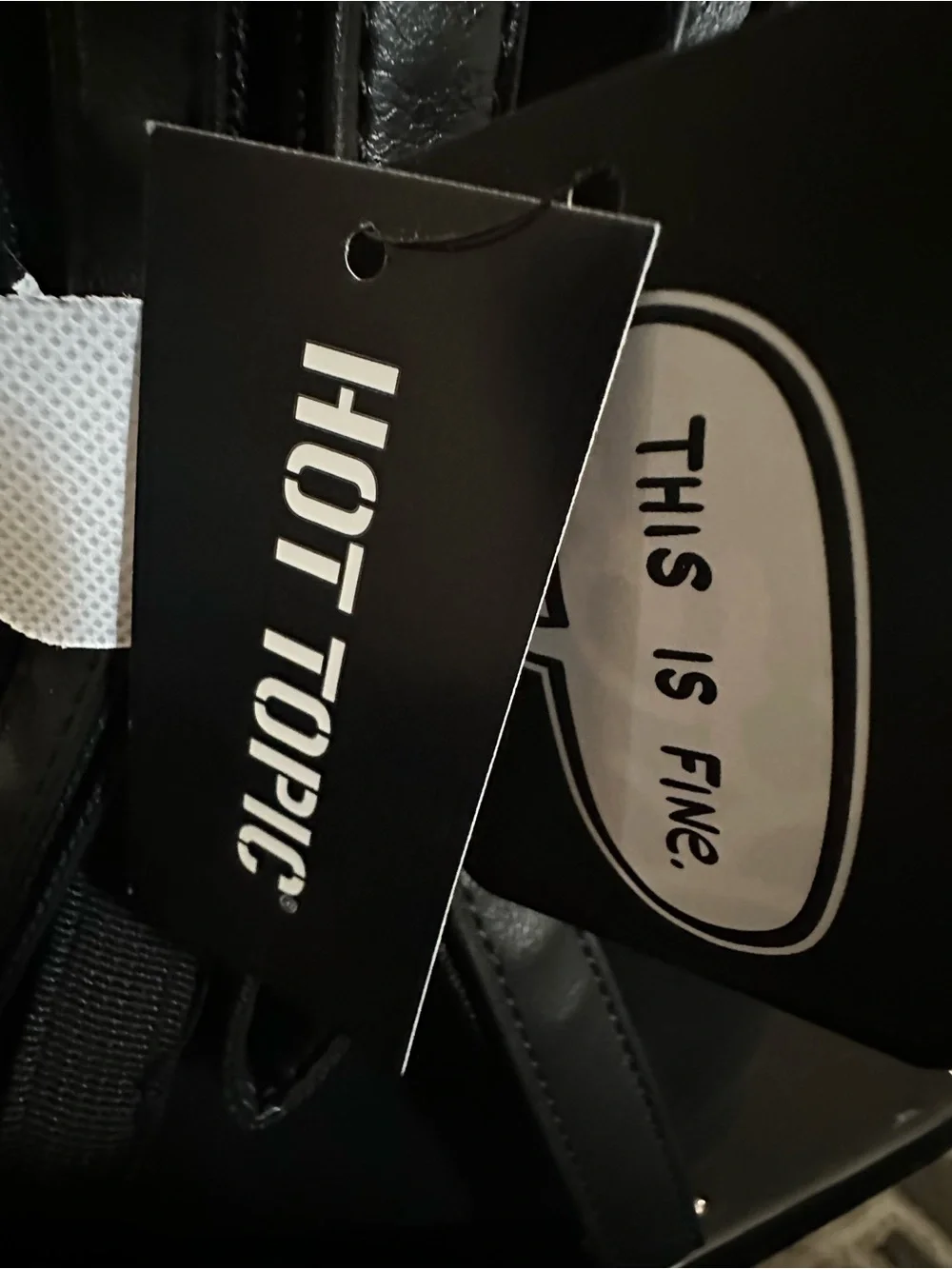 Hot Topic This Is Fine Dog Meme Mini Backpack KC GREEN Black Zip Strap New w/Tag